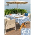 thumbnail image 4 of Outdoor Tablecloth with Umbrella Hole & Zipper, Lake Blue Coastal Rectangle Tablecloth 60x120 Inch, Beach Starfish Nautical Coral Shell Summer Patio Table Cover Waterproof Table Cloth for Picnic, 4 of 7
