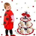 thumbnail image 6 of 2 Set 3-Tier Ladybug Cardboard Cupcake Stand Party Decorations Cupcake Stand Dessert Holder Stand for Kids Boys Bbay Shower Ladybug Themed Birthday Party Supplies, 6 of 6