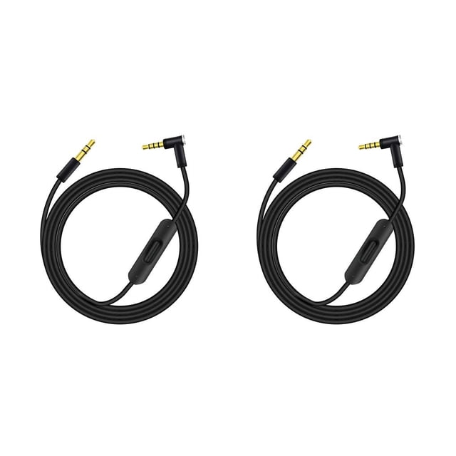 Seitruly Cable de auriculares a de 3,5mm, Control de línea de tableta, Cable de auriculares, accesorios de repuesto para Negro 2piezas