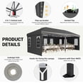 thumbnail image 3 of SOBREMESA 10x20 Heavy Duty Pop Up Canopy Tent with 6 Removable Sidewalls, Waterproof UV50+ with Mosquito Netting for Backyard, Party, Wedding & Commercial Use,Black, 3 of 6