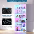 thumbnail image 4 of VKCC Display Cabinet with Glass Door and RGB, Lockable Curio Cabinet with Tempered Glass & Curved Acrylic Side, Bookshelf for Living Room, White, 4 of 8