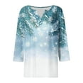 thumbnail image 5 of Cadancy Christmas Tee Shirts for Women Sparkly 3/4 Sleeve V Neck Button Pullover Tshirts Party Bright Xmas Tree Graphic Holiday Blouses Funny Fashion Tops, 5 of 5