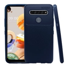 Atti Rugged Carbon LG K61 Azul Marino 1pz Mas Mica 9D Atti Funda de Silicon Uso Rudo
