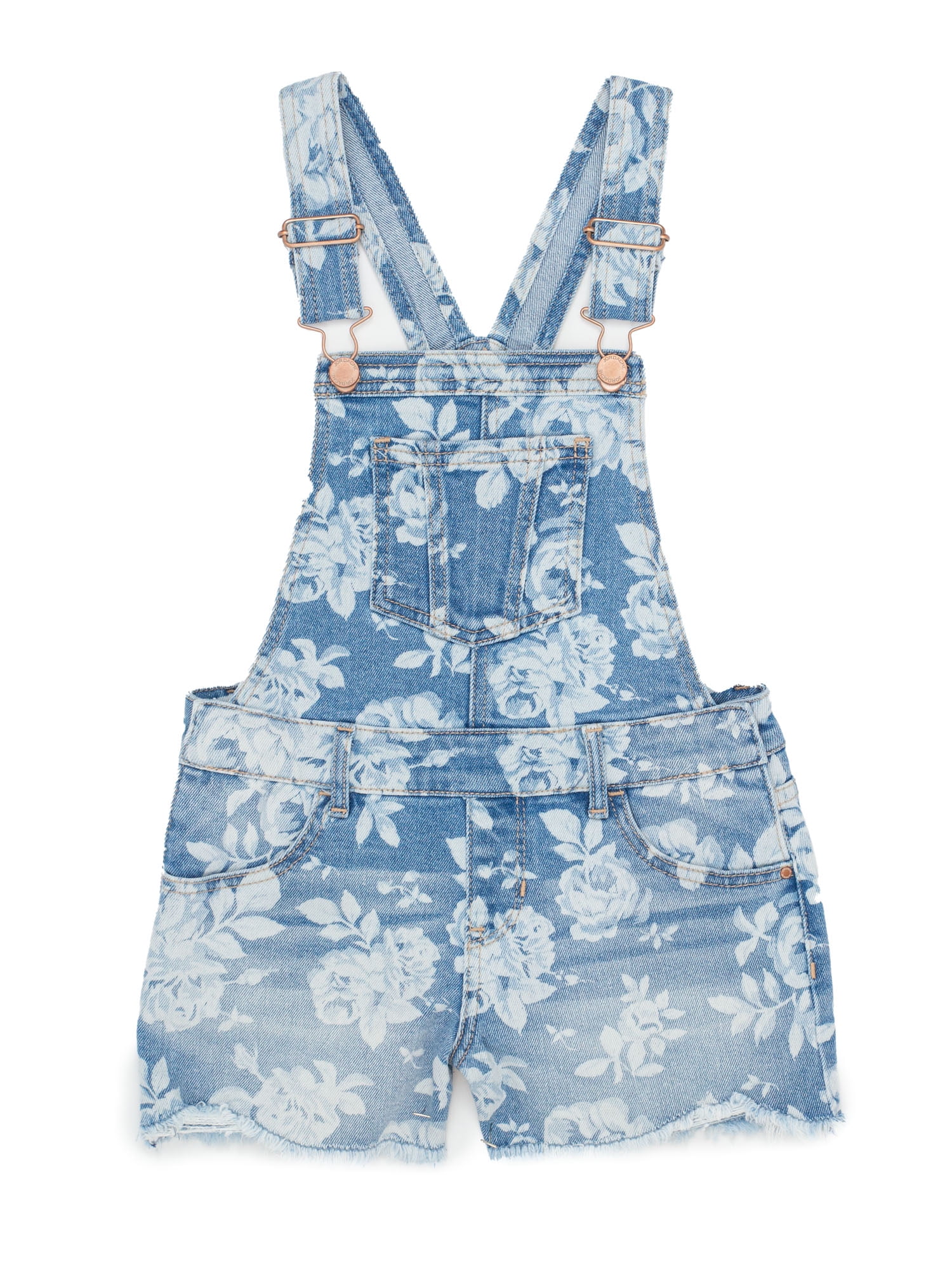 Jordache Girls Roses Denim Shortall, Sizes 4-18