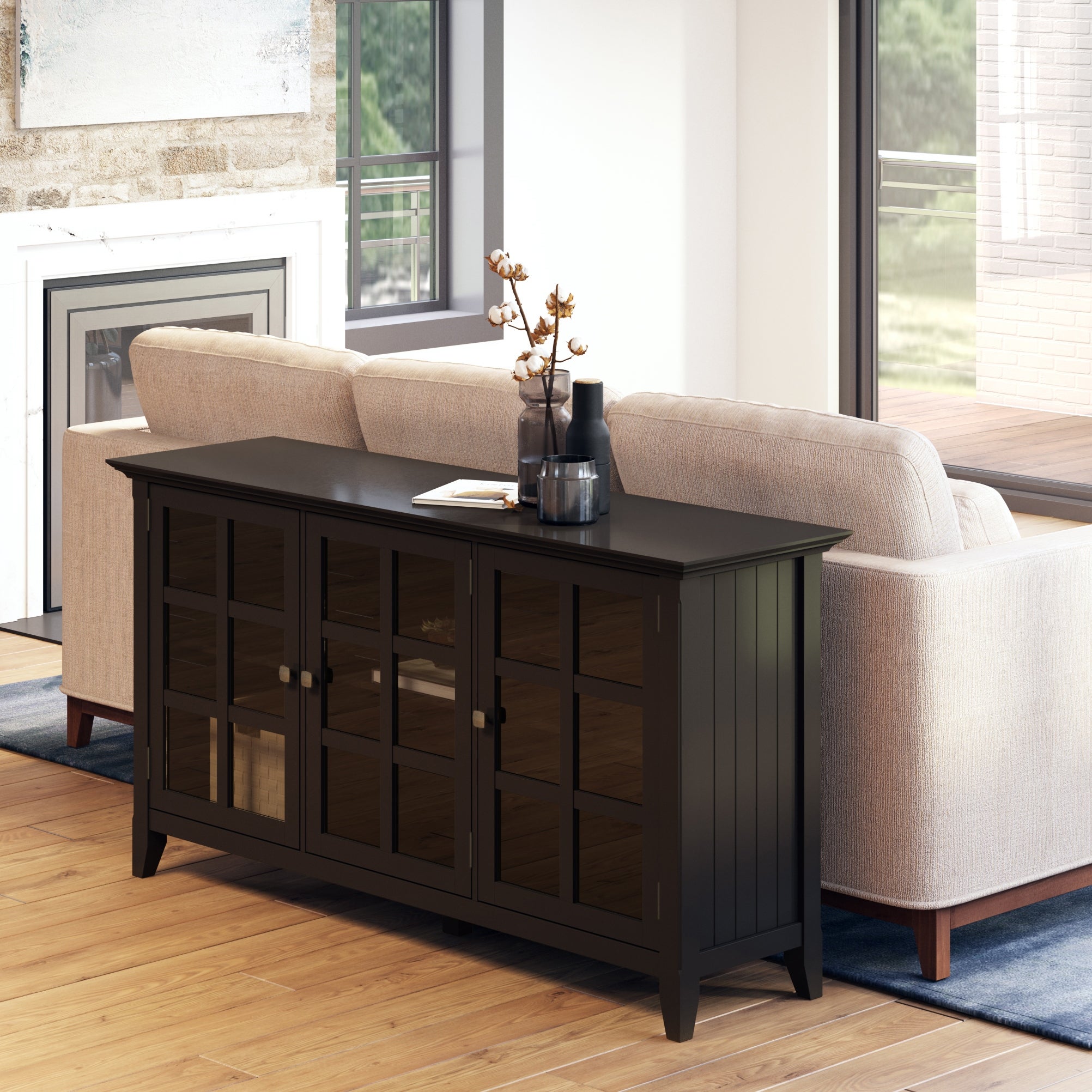 Wyndenhall Normandy Solid Wood 62 Inch Wide Rustic Wide Storage Cabinet 62 W X 18 D X 34 H Walmart Com Walmart Com