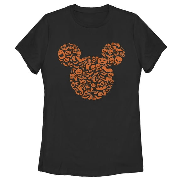 Women's Mickey & Friends Halloween Silhouette Graphic Tee Black 2X Large