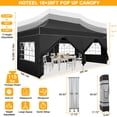 thumbnail image 5 of HOTEEL 10x20 Heavy Duty Canopy Tent with 6 Removable Sidewalls,Pop up Outdoor Commercial Party Wedding Tent with Roller Bag,Waterproof & UV 50+,Black, 5 of 11