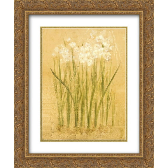 Narcissus 2x Matted 15x18 Gold Ornate Framed Art Print by Cheri Blum