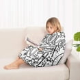 thumbnail image 4 of Black White Football Elements Pattern Blanket Hoodies for Kids 6-13YR Oversize Wearable Blanket Hoodies for Boys Girls Teens, 4 of 7