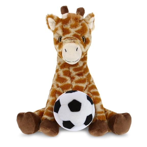 DolliBu Eco-Friendly Giraffe Stuffed Animal with Soccer Ball Plush - Huggable Giraffe Adorable Playtime Plush Toy, Cute Safari Life Gift, Super Soft Plush Doll Animal Toy for Kids, Adults - 10 Inches
