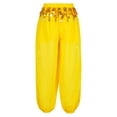 thumbnail image 5 of Kaerm Tribal Belly Dance Pants for Women Baggy Arabic Harem Pants Halloween Party Performance Dancewear Yellow One Size, 5 of 7