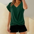 thumbnail image 2 of Holzkary Womens T-Shirts - Short Sleeve Spring Summer Tops Crew Neck Trendy Casual Work Soft Basic Tees for Ladies 2025 Solid Color V Neck T Shirt Elegant Top for Spring and Summer Clothing Green Xl, 2 of 8
