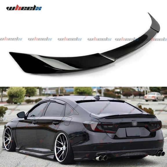 Rear Spoiler Compatible with 2018-2020 Honda Accord 10th Gen 4 Door Sedan, JDM Spoiler Fits for 2018 2019 2020, Exterior V Style Trunk Tail Deck Lid Wing Lip (Glossy Black)