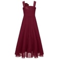 thumbnail image 2 of iEFiEL Kids Girls Juniors Ruched Flower Dress Sleeveless A-Line Chiffon Wedding Pageant Party Dress, 2 of 5