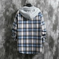 thumbnail image 4 of CHEEREAM Men's Plaid Hoodie Flannel Shirt Jacket Long Sleeve Casual Fashion Button Shirts Blue M, 4 of 4