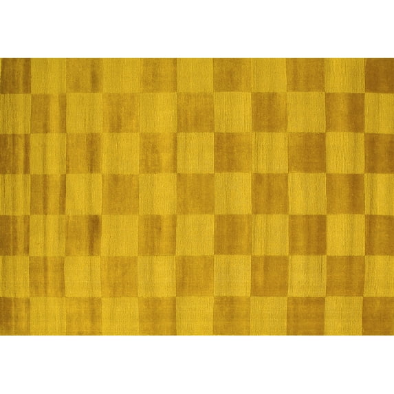 Ahgly Company Indoor Rectangle Checkered Yellow Modern Area Rugs, 8' x 10'
