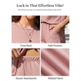 thumbnail image 6 of ValueVibe 2 Piece Outfit Sets for Women Short Sleeve Shorts Lounge Sets Crew Neck Casual Ribbed Pajama Sets with Pockets, Pink 3XL, 6 of 8