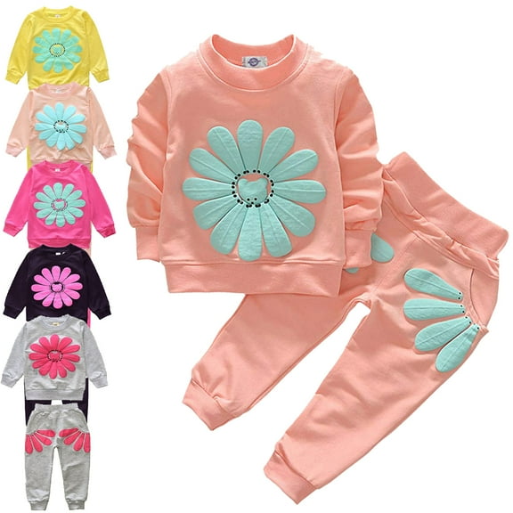 1T 2T 3T 4T Kids Baby Girl Outfits Set Long Sleeve Sweatshirts Tops Pants Outfits Clothing Christmas Gifts