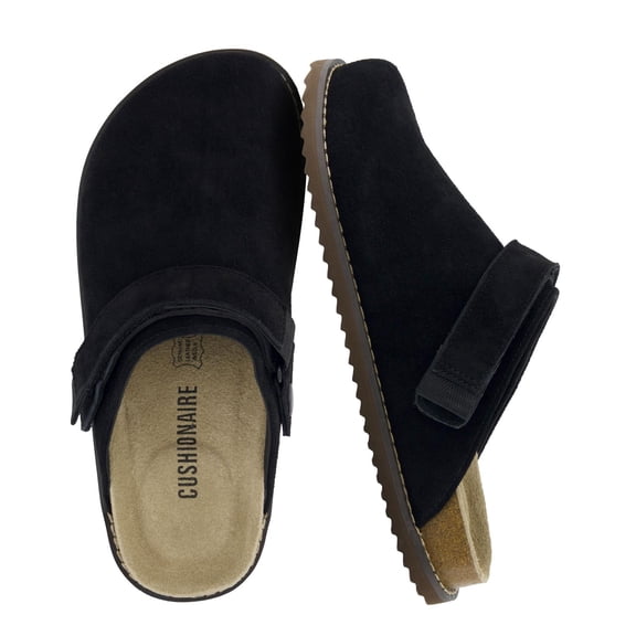 Cushionaire Women's Boulder Genuine Suede Clog with Swivel Strap – Lightweight EVA Sole, Memory Foam Cushioned Insole
