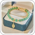 thumbnail image 5 of FENGGHAO Beaded Jade Bracelet with Gold Accents, Advanced Chinese Style Bohemian Ethnic Jewelry for Women, Handmade String Beads Gift, 5 of 6