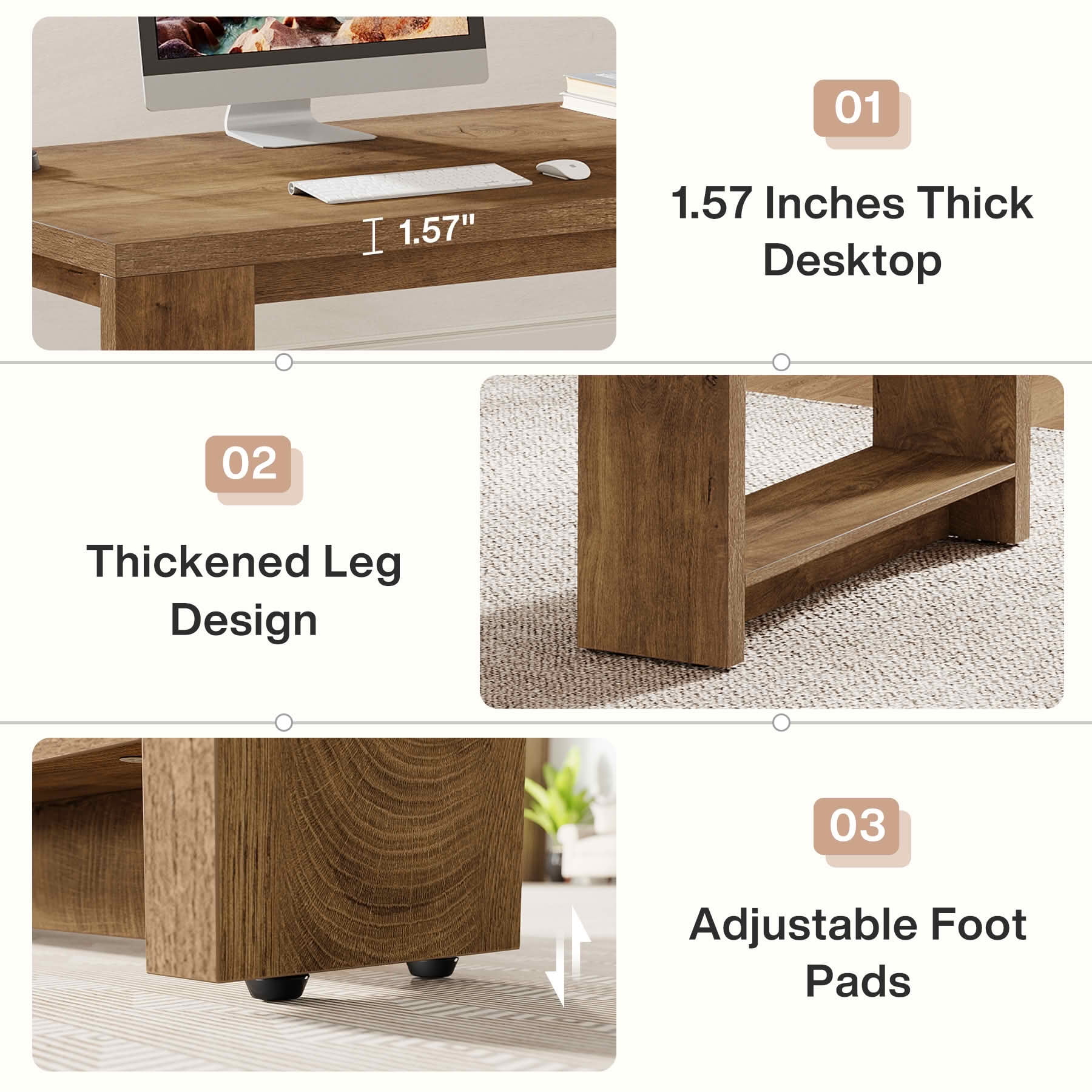 MAYEERTY 86 Inch Farmhouse Long Dining Table, Thick MDF Wood Table Seats 8-10 for Home Conference