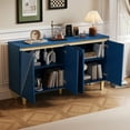 thumbnail image 2 of 60" Sideboard Buffet Cabinet with Storage, Vintage Coffee Bar Cabinet with 4 Doors & Adjustable Shelves for Living Room, Navy, 2 of 8