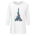 thumbnail image 4 of Pompotops T-shirt Ample Imprimé Mode Femme Manches 3/4 Blouse Col Rond Hauts Décontractés Liquidation, 4 of 4