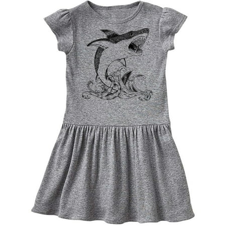 

Inktastic Great White Shark Jumping in Black Gift Toddler Girl Dress