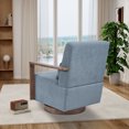thumbnail image 4 of Modern Upholstered Swivel Accent Chair,360 Degree Swivel Side Armchair with Solid Wood Armrests and 1 Pillow for Hotel Bedroom Living Room Office Nursery Room (Blue), 4 of 8