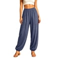 thumbnail image 2 of Lmueinov Womens Yoga Harem Pants 100% Cotton Elastic Waist Solid Casual Jogger Pants Lightweight Flowy Harem Trousers for Summer Fall, 2 of 6