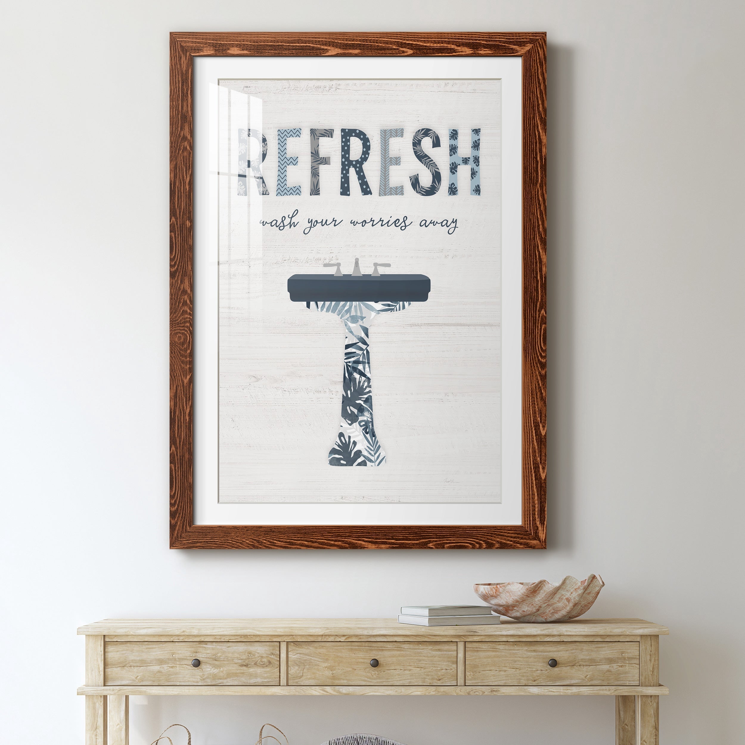 Palm Bath II - Premium Framed Print - Distressed Barnwood Frame - Ready to Hang
