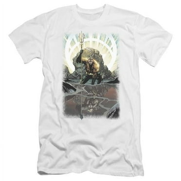 Trevco Sportswear JLA330-PSF-1 JLA Brightest Day Aquaman Premium Canvas Adult Slim Fit 30-1 Short Sleeve T-Shirt, White - Small
