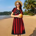 thumbnail image 4 of Fotbe Robe Motif Drapeau Américain Nautique Décontractée Mode Femme Manches Courtes Robe Maxi Robe T-Shirt Rayée Longue à Blocs de Couleur, 4 of 6