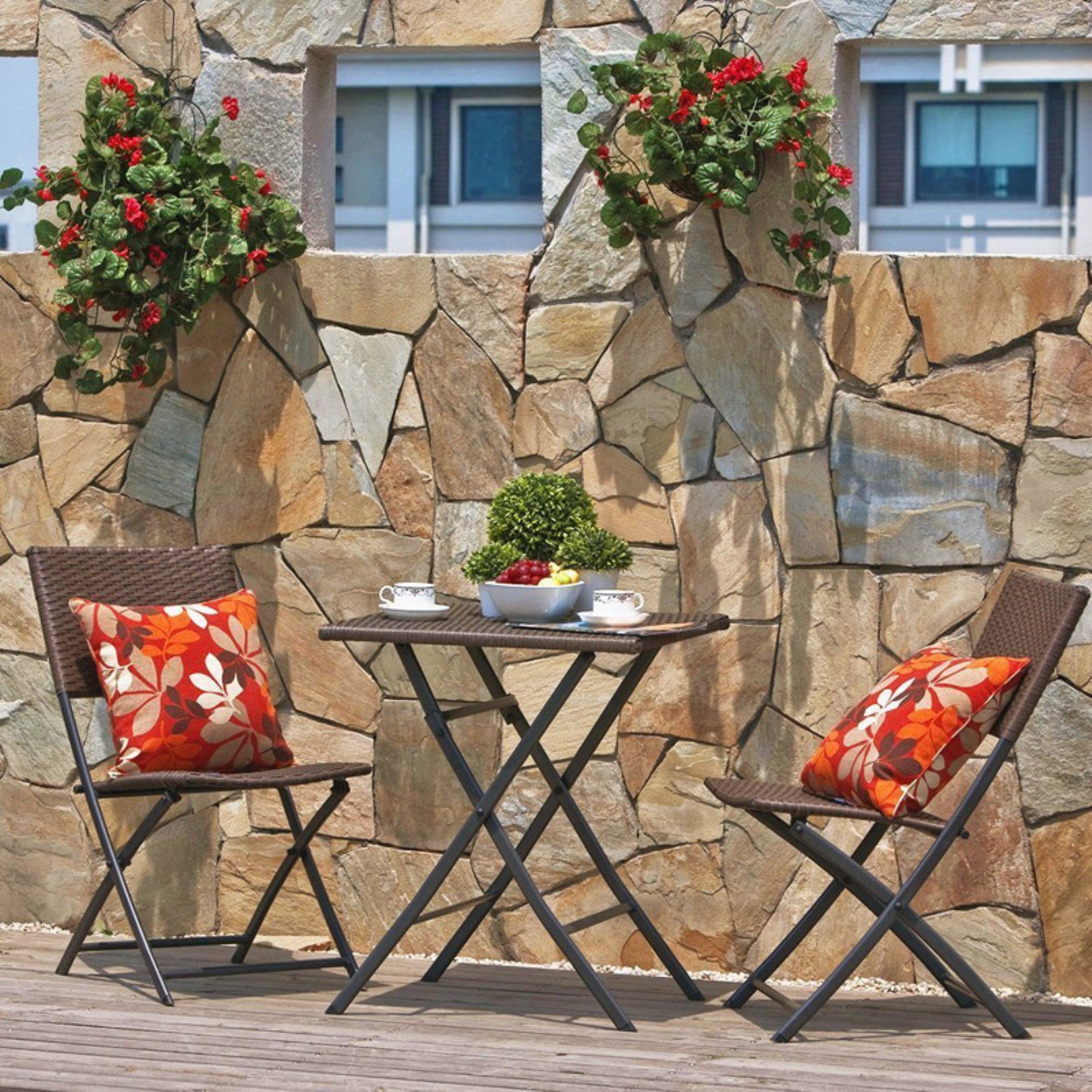 Grand Patio 3 Piece Folding Outdoor Bistro Sets Red Weather Resistant Garden Table And Chairs Portable Steel Patio Furniture Sets Bistro Sets Patio Lawn Garden