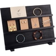 thumbnail image 1 of Exhibidor de madera de 3 niveles con soporte para aretes, exhibidor de pegatinas, elevador para joyería, vitrina desmontable con ranuras, tarjetero para aretes., 1 of 9