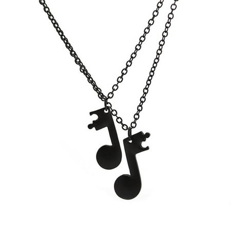 1 Pair Music Note Pendant Couple Necklaces Long Chain Necklace Jewelry Design