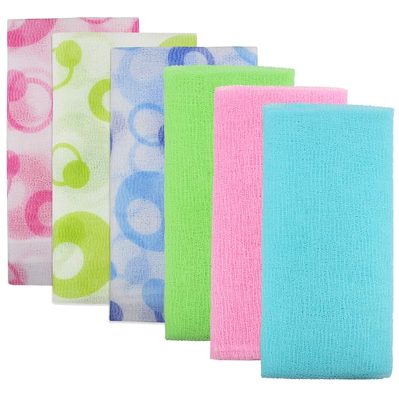 Paño de baño exfoliante Meetory, 6 piezas, nailon, 90 cm, color amarillo