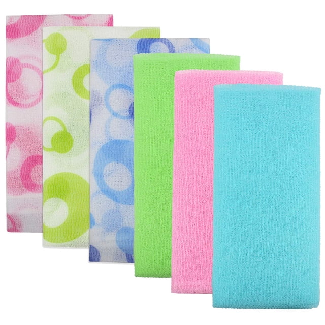 Paño de baño exfoliante Meetory, 6 piezas, nailon, 90 cm, color amarillo