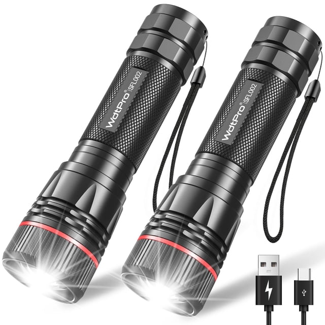 Linterna WDTPro SFL002 recargable de altos lúmenes, paquete de 2