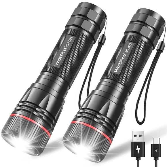 Linterna WDTPro SFL002 recargable de altos lúmenes, paquete de 2