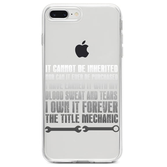 DistinctInk Clear Shockproof Hybrid Case for iPhone 7 PLUS / 8 PLUS (5.5" Screen) TPU Bumper Acrylic Back Tempered Glass Screen Protector - Mechanic Can't Be Inherited Purchased