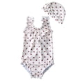 thumbnail image 2 of LYHao Toddler Kids Baby Girl Swimsuit Floral Striped Dot Sleeveless 1 Piece Bathing Suit Bikini Tankini Swimwear With Hat,One-Piece Swimsuit 2-3 Years Pink, 2 of 7
