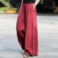 thumbnail image 6 of Pants for Women Business Casual Outfits for Women Red Womens Pants Comfy Work Pants Women High Waisted Wide Leg Pants Summer Pants, 6 of 8