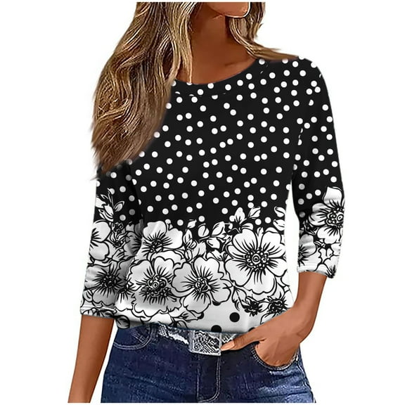 Womens Tops Loose Fit Women's Tops Womens Tops 3/4 Sleeve Blouses Items Ordered by Me Trending Gifts