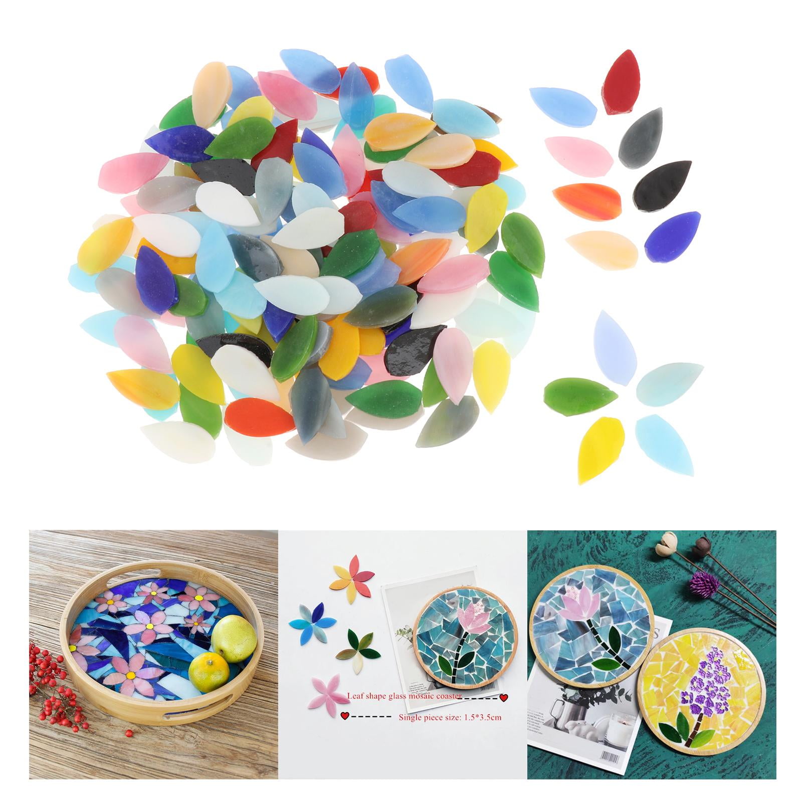 Milageto 2X 150Pack Water Drop Mosaic Tiles Flower Leaves for Flowerpots Cups Decoration