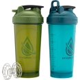 thumbnail image 1 of Hydra Cup ProFlow [paquete de 2] botellas mezcladoras de 28 oz para batidos de proteínas, tazas mezcladoras con batidor de bola, botella mezcladora con asa, Travel To Go, sin BPA (verde y azul, paquet, 1 of 5