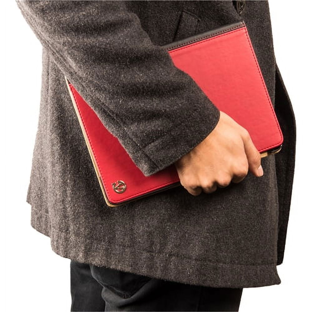 iPad Air 2 9.6" Case - Vegan Leather Portfolio Stand Case For Apple iPad Air 2 2014 With Folding Cover And Interior Slip Accesory Pockets (Red)