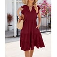thumbnail image 5 of Women Dress V-Neck Short Sleeve T-Shirt Dress Ruffles Casual Swing Dress, 5 of 5