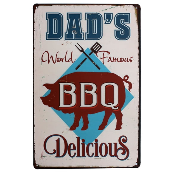 SUMIK Dad's BBQ Delicious, Metal Tin Sign, Vintage Art Poster Plaque Kitchen Home Wall Decor