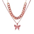 thumbnail image 1 of Cuban Butterfly Necklace Chain Choker Bling Metal Jewelry Sparking for Pink, 1 of 7